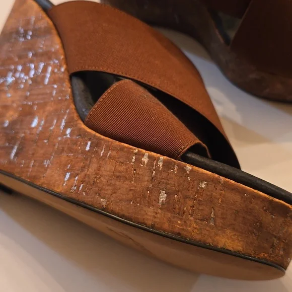 NWOT DONALD PLINER Platforms With Rust Brown Upper And Cork Heel.Sz9 $60 - Picture 5 of 7